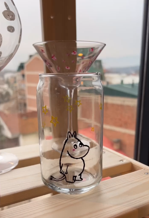 A finished hand-painted glass