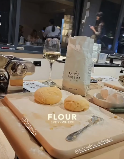 Kneading pasta dough