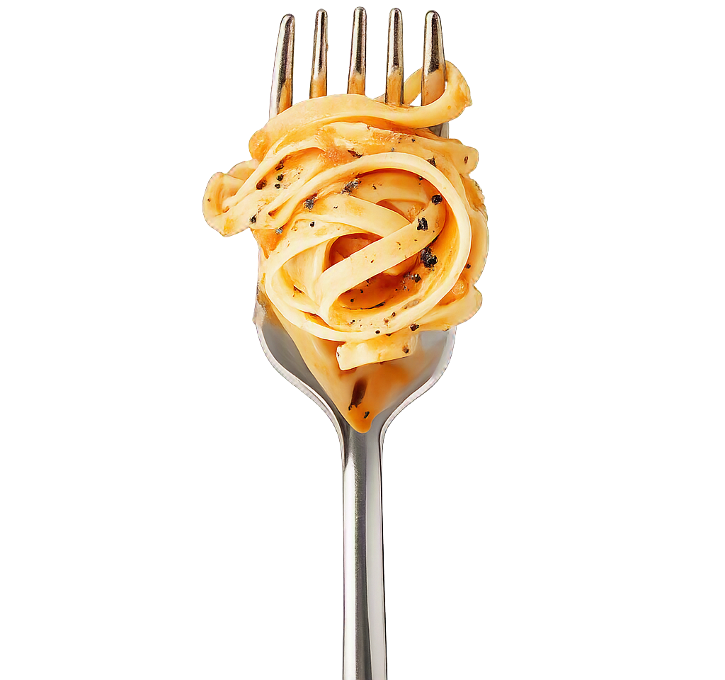 Fork twirling handmade tagliatelle